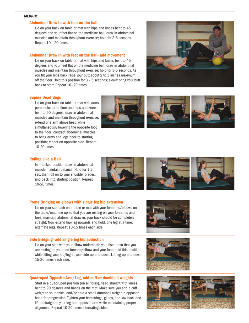 Lumbar/Core Strength and Stability Exercises Download Printable PDF ...