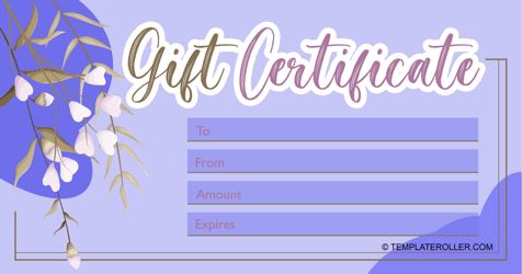 Document preview: Gift Card Template - Violet