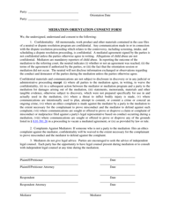 Document preview: Mediation Orientation Consent Form - Virginia