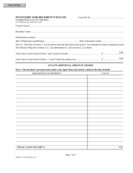 Document preview: Form CC-1670 Inventory for Decedent&#039;s Estate - Virginia