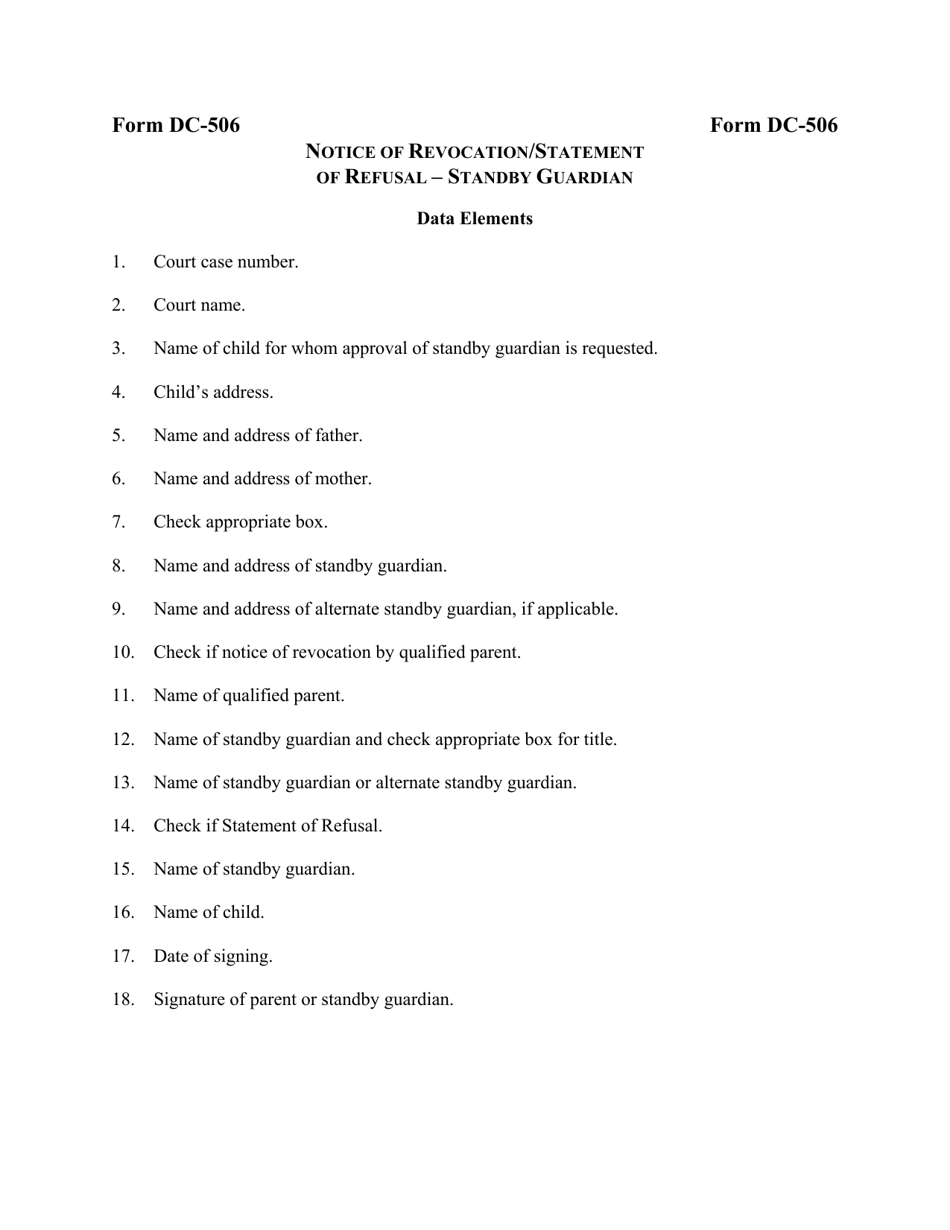Instructions for Form DC-506 Notice of Revocation / Statement of Refusal - Standby Guardian - Virginia, Page 2