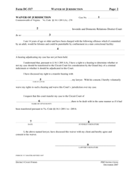 Instructions for Form DC-517 Waiver of Jurisdiction - Virginia, Page 2