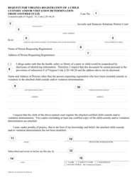 Instructions for Form DC-582 Request for Virginia Registration of Child Custody and/or Visitation Determination From Another State - Virginia, Page 3