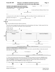 Instructions for Form DC-587 Motion and Order for Expungement and Destruction of Juvenile Records - Virginia, Page 2