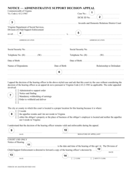 Instructions for Form DC-601 Notice - Administrative Support Decision Appeal - Virginia, Page 2