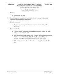 Document preview: Instructions for Form DC-606 Affidavit in Support of Application for Proceeding in Custody or Visitation Case Without Payment of Filing Fees - Virginia