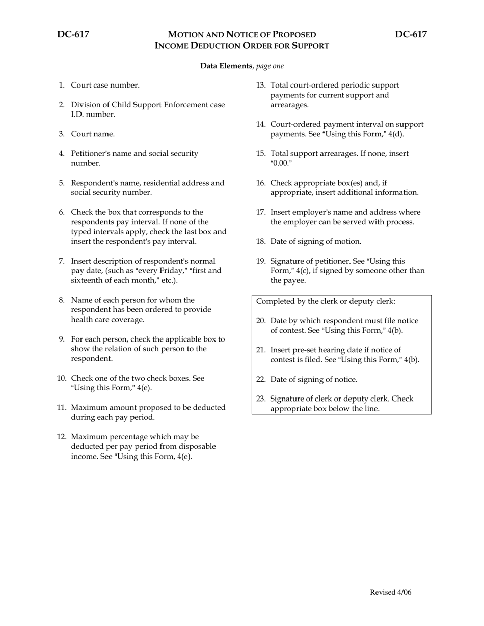 Instructions for Form DC-617 Motion and Notice of Proposed Income Deduction Income Deduction Order for Support - Virginia, Page 3
