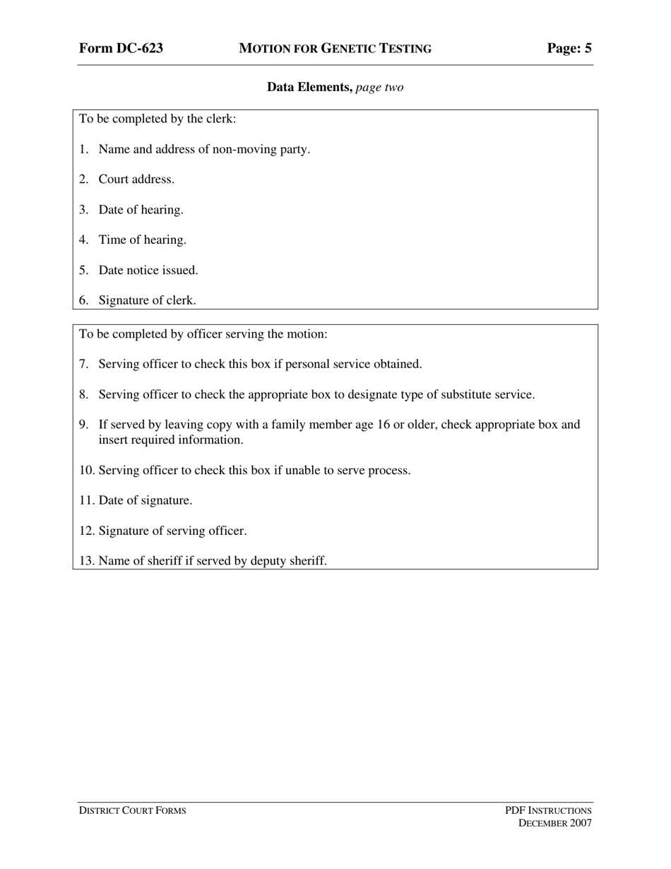 Instructions for Form DC-623 Motion for Genetic Testing - Virginia, Page 5