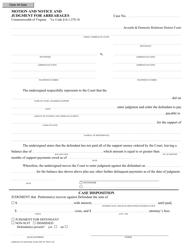 Document preview: Form DC-625 Motion and Notice and Judgment for Arrearages - Virginia