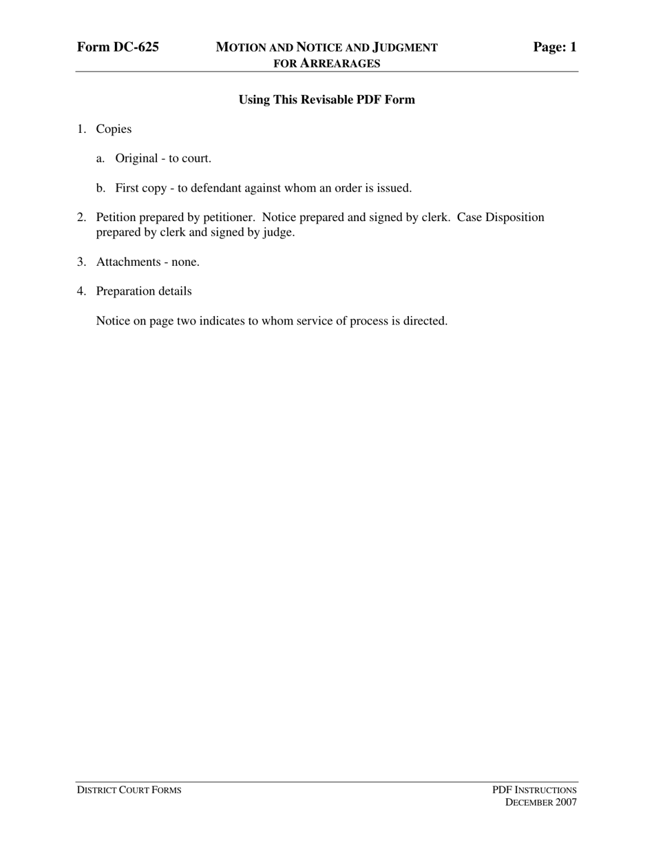 Download Instructions for Form DC-625 Motion and Notice and Judgment ...