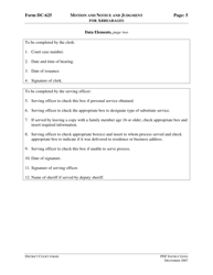 Instructions for Form DC-625 Motion and Notice and Judgment for Arrearages - Virginia, Page 5