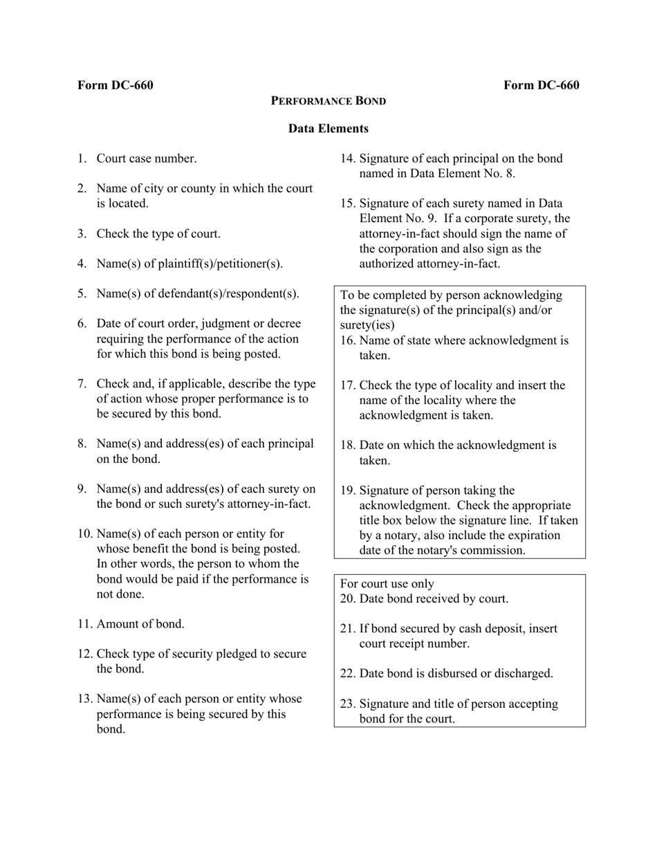 Instructions for Form DC-660 Performance Bond - Virginia, Page 2