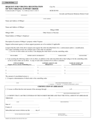Document preview: Form DC-685 Request for Virginia Registration of Non-virginia Support Order - Virginia