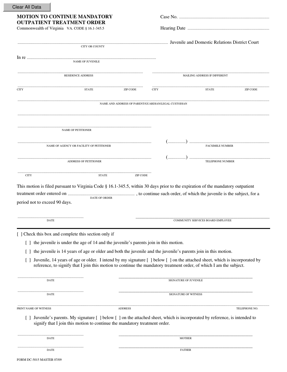 Form Dc-5015 - Fill Out, Sign Online And Download Fillable Pdf 