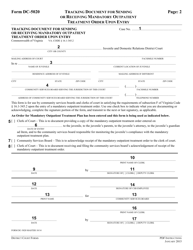 Instructions for Form DC-5020 Tracking Document for Sending or Receiving Mandatory Outpatient Treatment Order Upon Entry - Virginia, Page 2