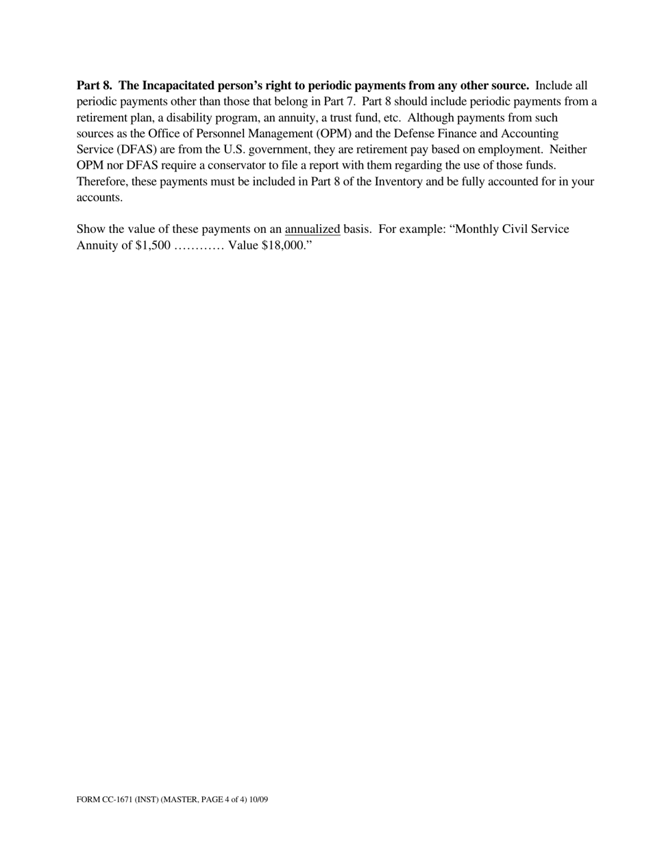Instructions for Form CC-1671 Inventory for Estate of Incapacitated Adult - Virginia, Page 4