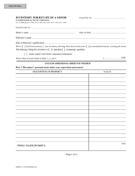 Document preview: Form CC-1672 Inventory for Estate of a Minor - Virginia