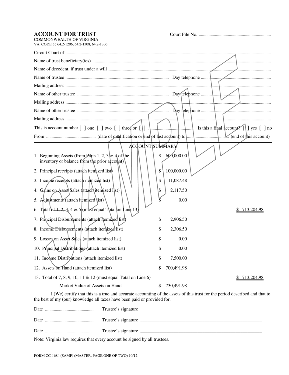 Instructions for Form CC-1684 Account for Trust - Virginia, Page 4