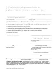 Form CC-1601 Deposition of Witness to Will Without Self-proving Clause - Virginia, Page 2