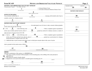 Instructions for Form DC-419 Motion and Order for Voluntary Nonsuit - Virginia, Page 2