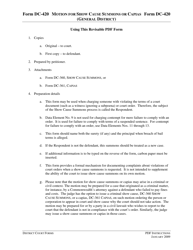 Document preview: Instructions for Form DC-420 Motion for Show Cause Summons or Capias - Virginia