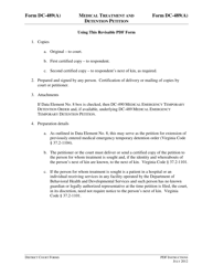 Document preview: Instructions for Form DC-489(A) Medical Treatment and Detention Petition - Virginia