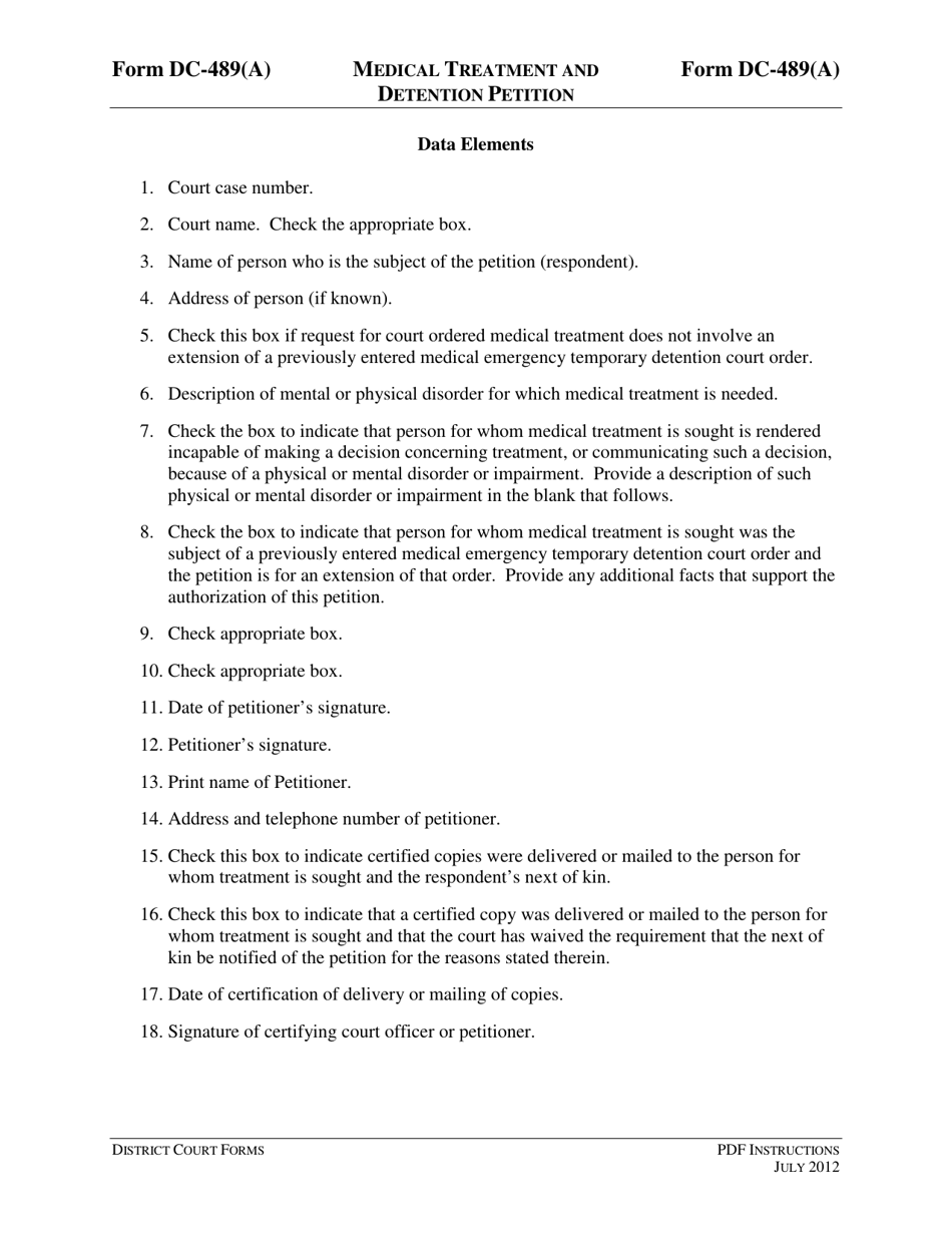 Instructions for Form DC-489(A) Medical Treatment and Detention Petition - Virginia, Page 3