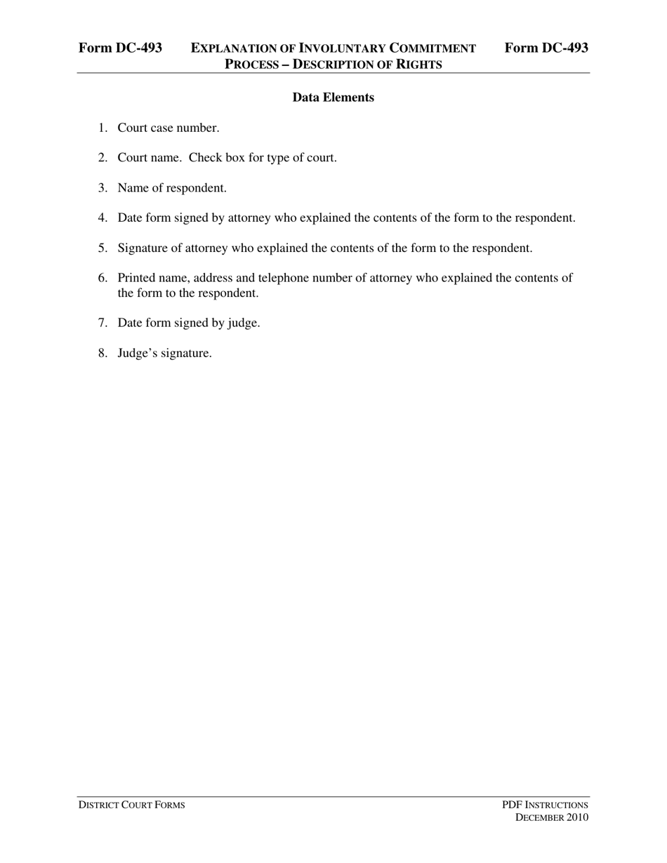 Instructions for Form DC-493 Explanation of Involuntary Commitment Process - Description of Rights - Virginia, Page 3