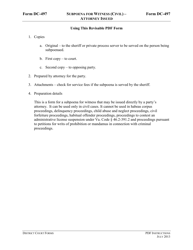 Document preview: Instructions for Form DC-497 Subpoena for Witness (Civil) - Attorney Issued - Virginia