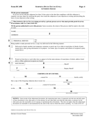 Instructions for Form DC-498 Subpoena Duces Tecum (Civil) Attorney Issued - Virginia, Page 4