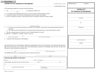 Document preview: Form DC-432 Affidavit for Summons in Interpleader - Virginia