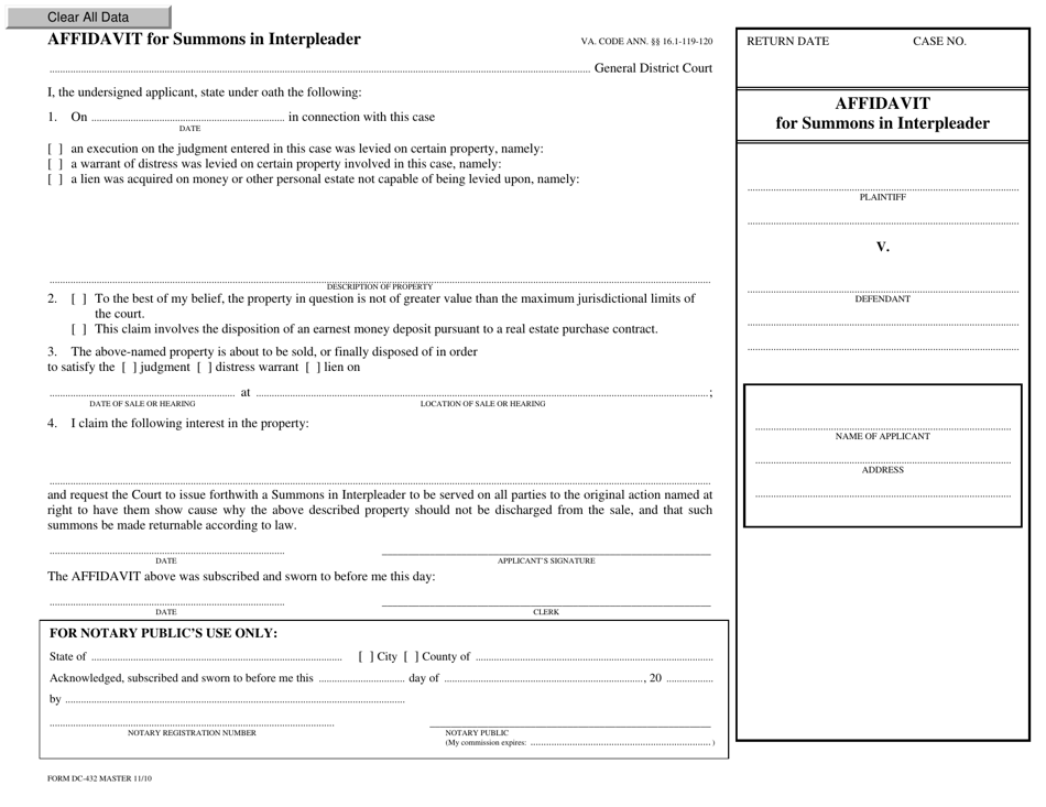 Form Dc 432 Fill Out Sign Online And Download Fillable Pdf Virginia Templateroller 5827