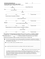 Instructions for Form DC-4005 Petition for Review of Mandatory Outpatient Treatment - Virginia, Page 2