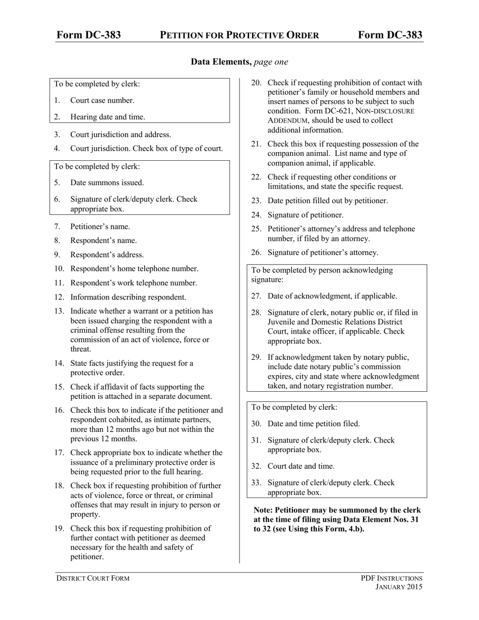 Instructions for Form DC-383 Petition for Protective Order - Virginia, Page 3