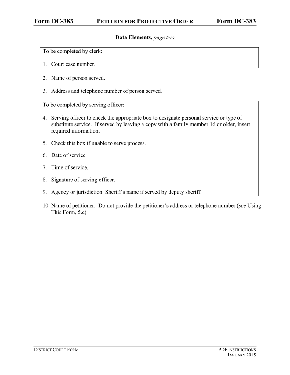 Instructions for Form DC-383 Petition for Protective Order - Virginia, Page 5