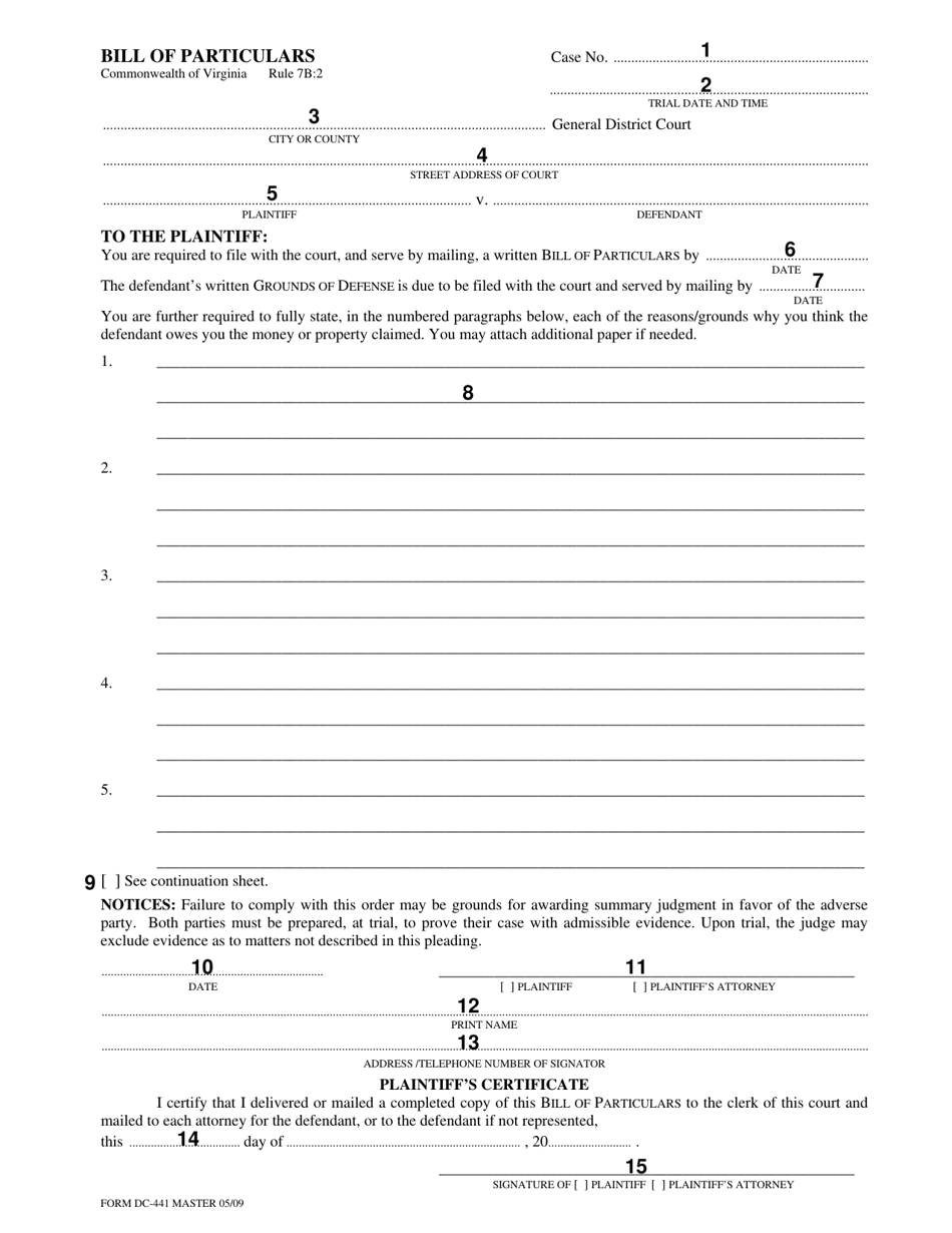 request for bill of particulars pennsylvania