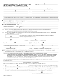Instructions for Form DC-410 Affidavit for Service of Process on the Secretary of the Commonwealth - Virginia, Page 2