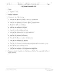 Instructions for Form DC-413 Certificate of Mailing Posted Service - Virginia