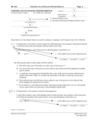 Instructions for Form DC-413 Certificate of Mailing Posted Service - Virginia, Page 2