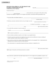 Document preview: Form CC-1403 Petition for Approval of the Right to Be Eligible to Register to Vote - Virginia