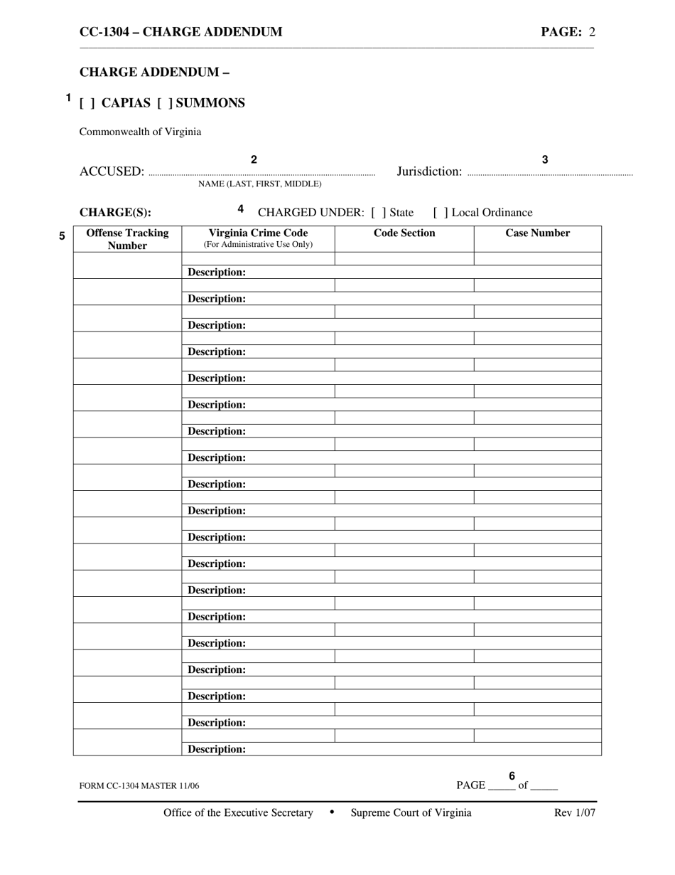 Instructions for Form CC-1304 Charge Addendum - Virginia, Page 2