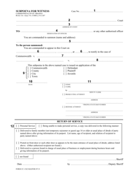 Instructions for Form CC-1342 Subpoena for Witness - Virginia, Page 2