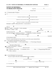 Instructions for Form CC-1375 Notice of Referral to Probation Officer - Virginia, Page 2