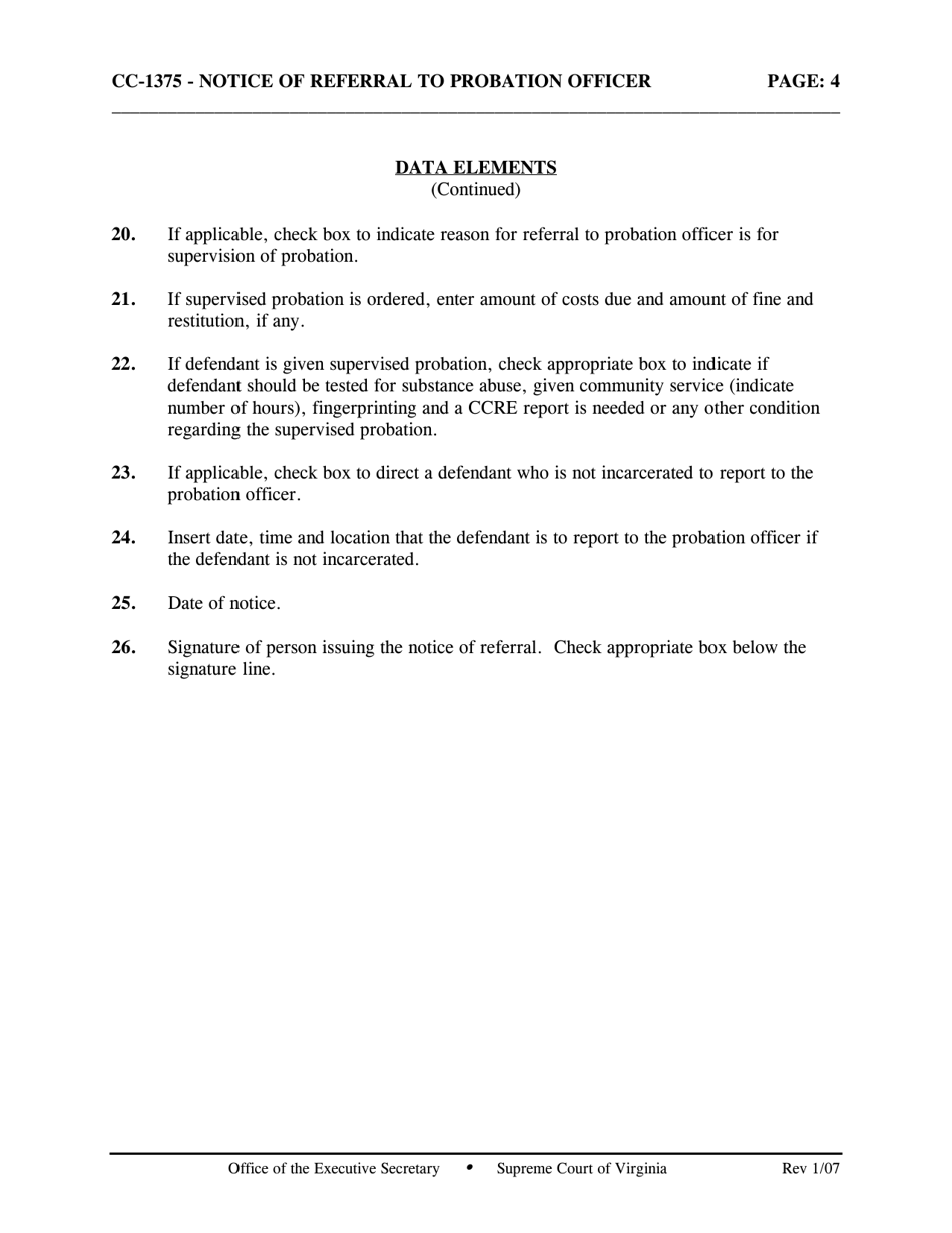 Instructions for Form CC-1375 Notice of Referral to Probation Officer - Virginia, Page 4