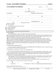 Instructions for Form CC-1442 Attachment Summons - Virginia, Page 2