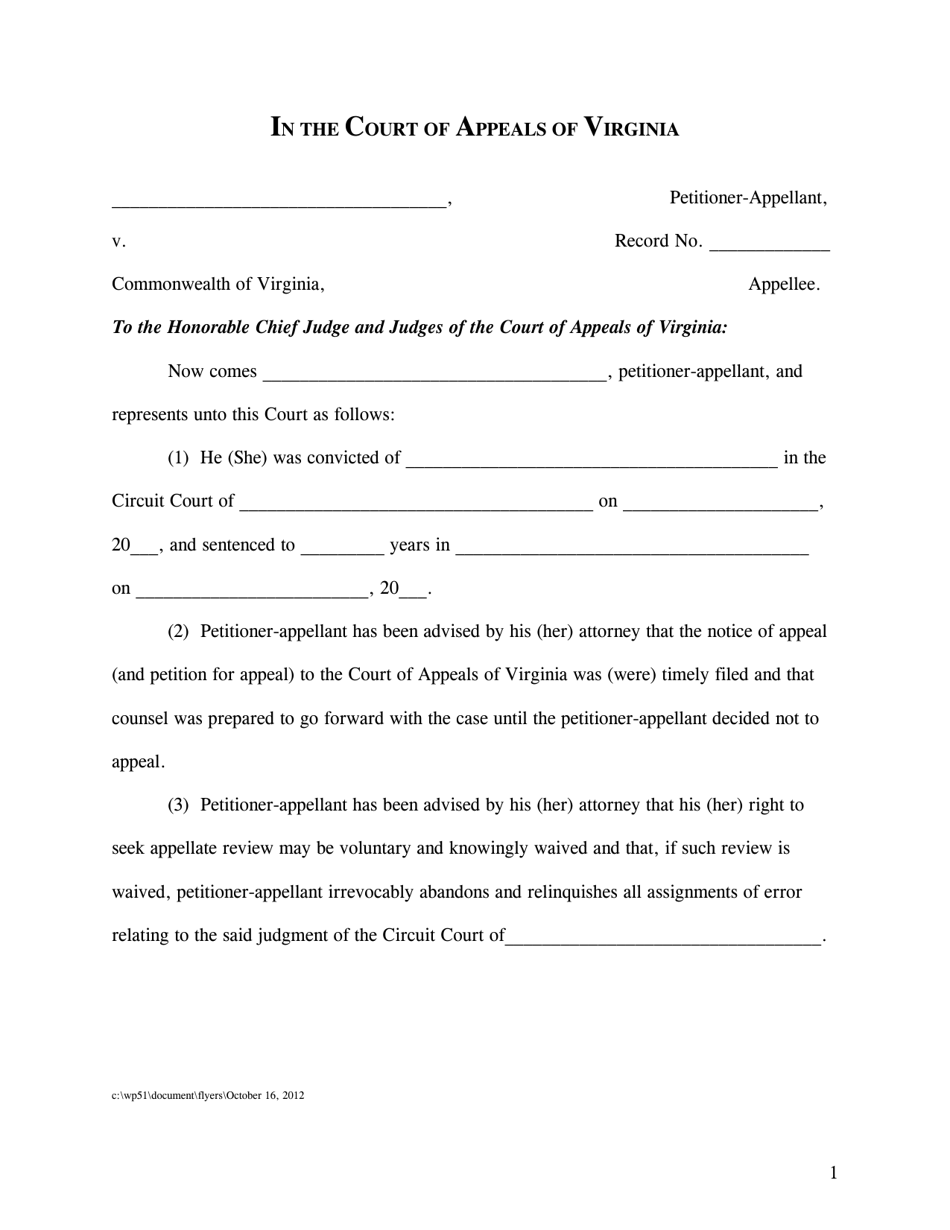Withdrawal of Criminal Case - Virginia, Page 1