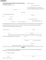 Document preview: Form DC-303 Motion for Transmission of Blood Sample - Virginia