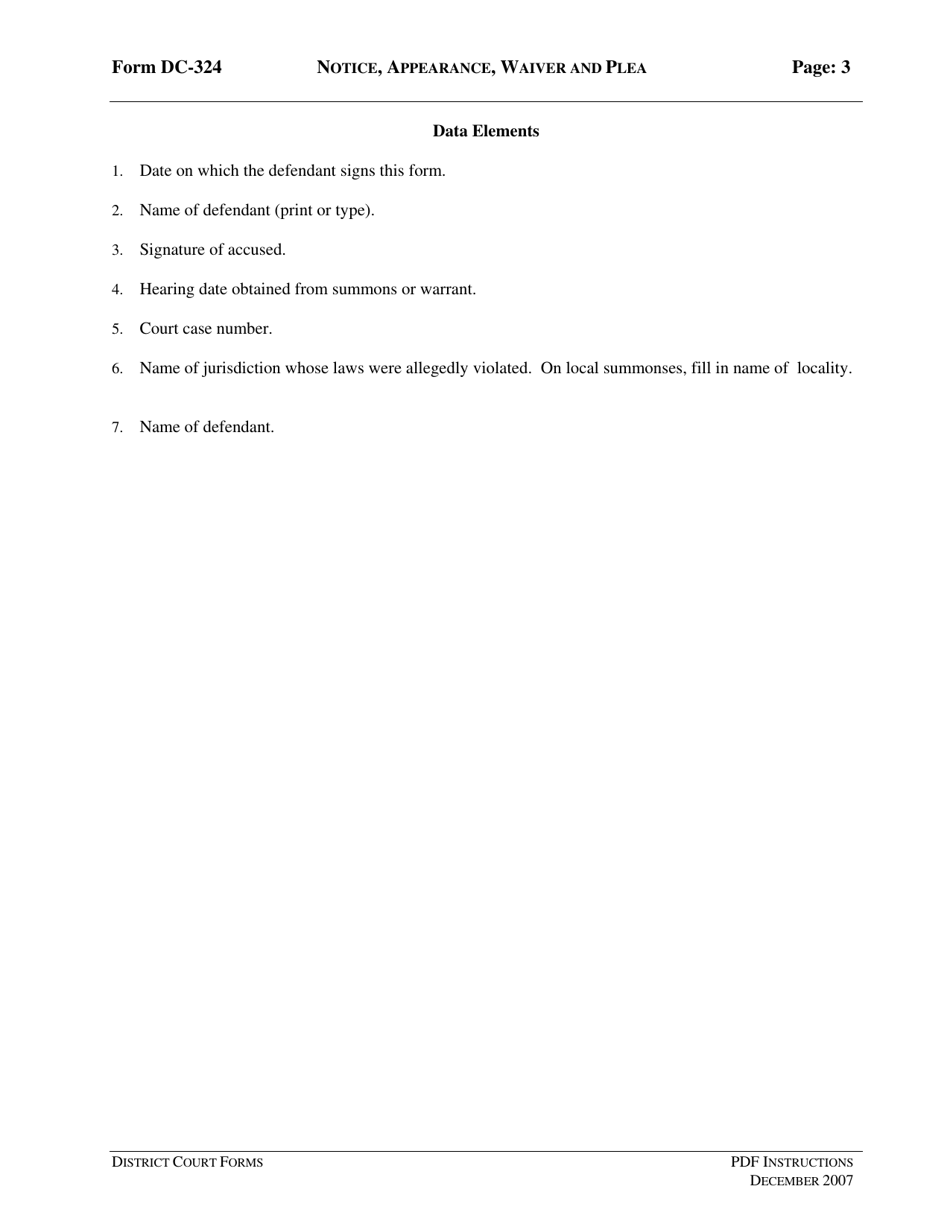 Instructions for Form DC-324 Notice - Appearance, Waiver and Plea - Virginia, Page 3