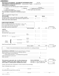 Document preview: Form DC-333 Financial Statement - Eligibility Determination for Indigent Defense Services - Virginia
