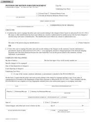 Document preview: Form DC-363 Petition or Motion for Expungement - Virginia